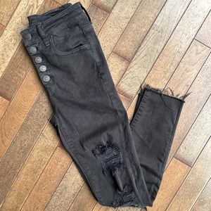 American Eagle distressed button fly jeans